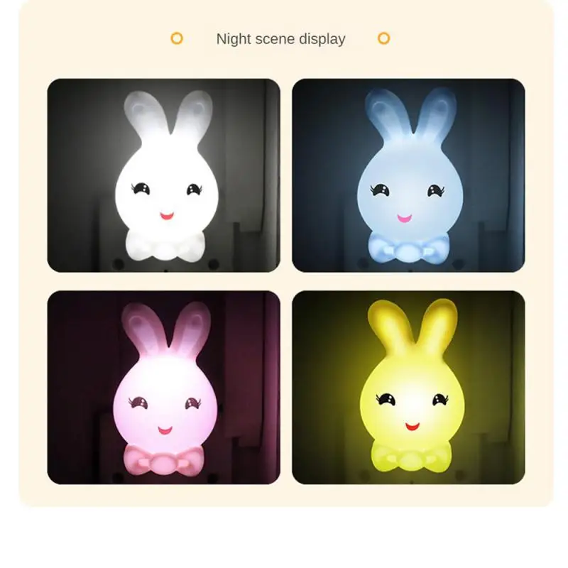 Rabbit LED Night Light for Kids, Sleeping Bunny Lamp, Bedside Wall Lamps, EU e US Socket, Color, Bedroom