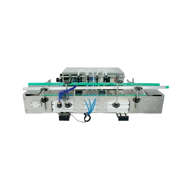 Desktop 4-head assembly line Touch screen peristaltic pump filling machine Beer juice filling machine Belt conveyor