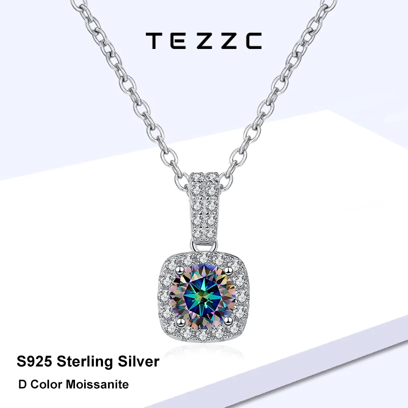 

Tezzc 1ct 2ct D Цвет Муассанит S925 Серебряное ожерелье с муассанитом Цепочка Женское лабораторное ожерелье с бриллиантами Изысканные вечерние роскошные ювелирные изделия