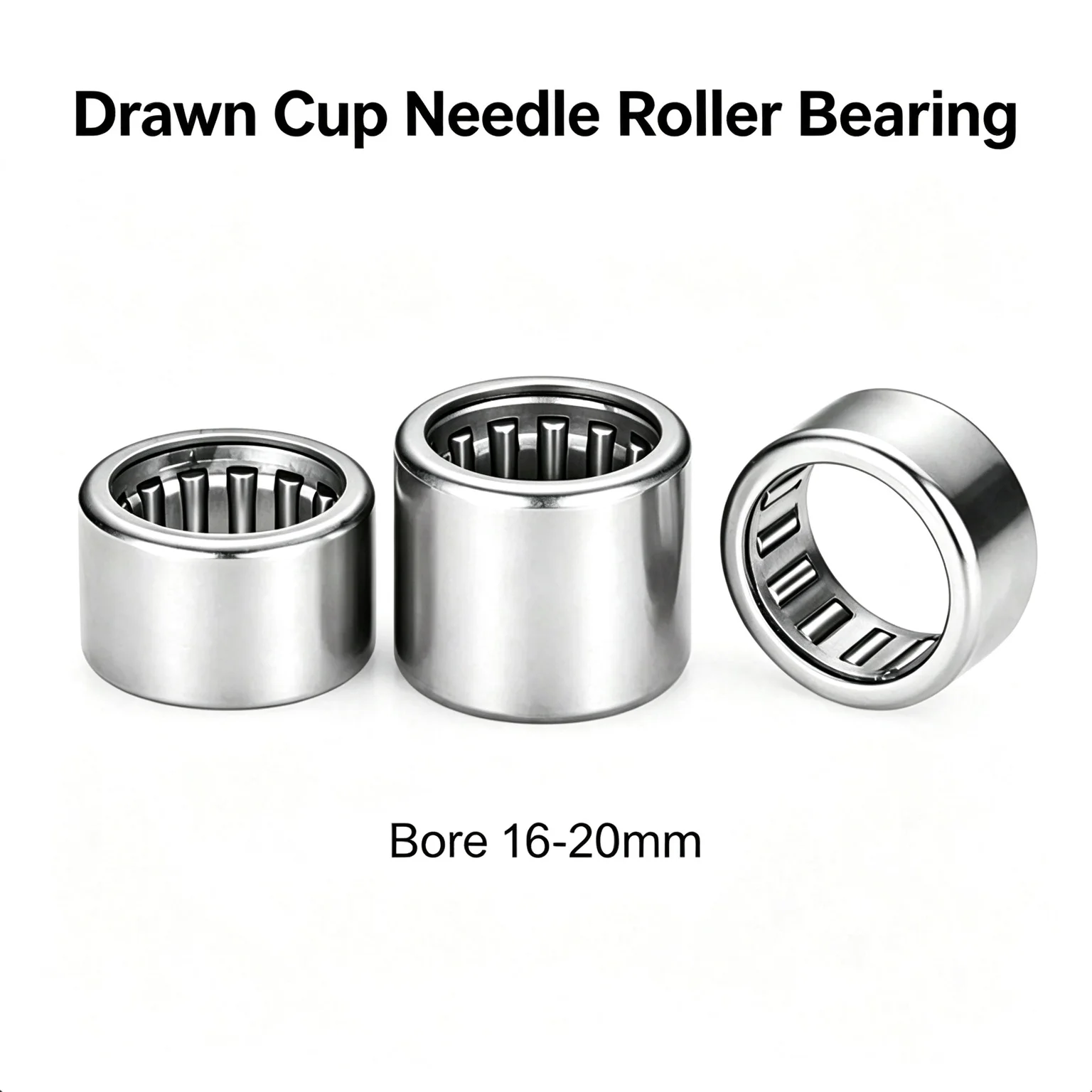 Drawn Cup Needle Roller Bearing HK Series Open End 16x22x12 20x26x12 20x26x16 Width Bearing Steel Without Inner Ring Bore16-20mm