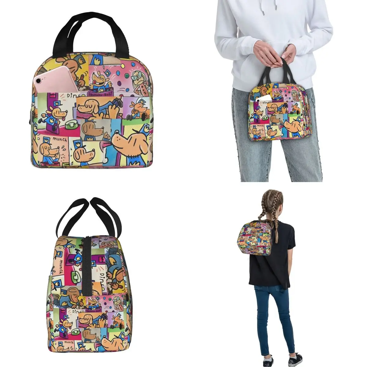 Hund Mann Dogman Film Comic Isolierte Mittagessen Taschen Kühltasche Wiederverwendbare Cartoon Tragbare Lunch Box Tote Männer Frauen Büro Reisen