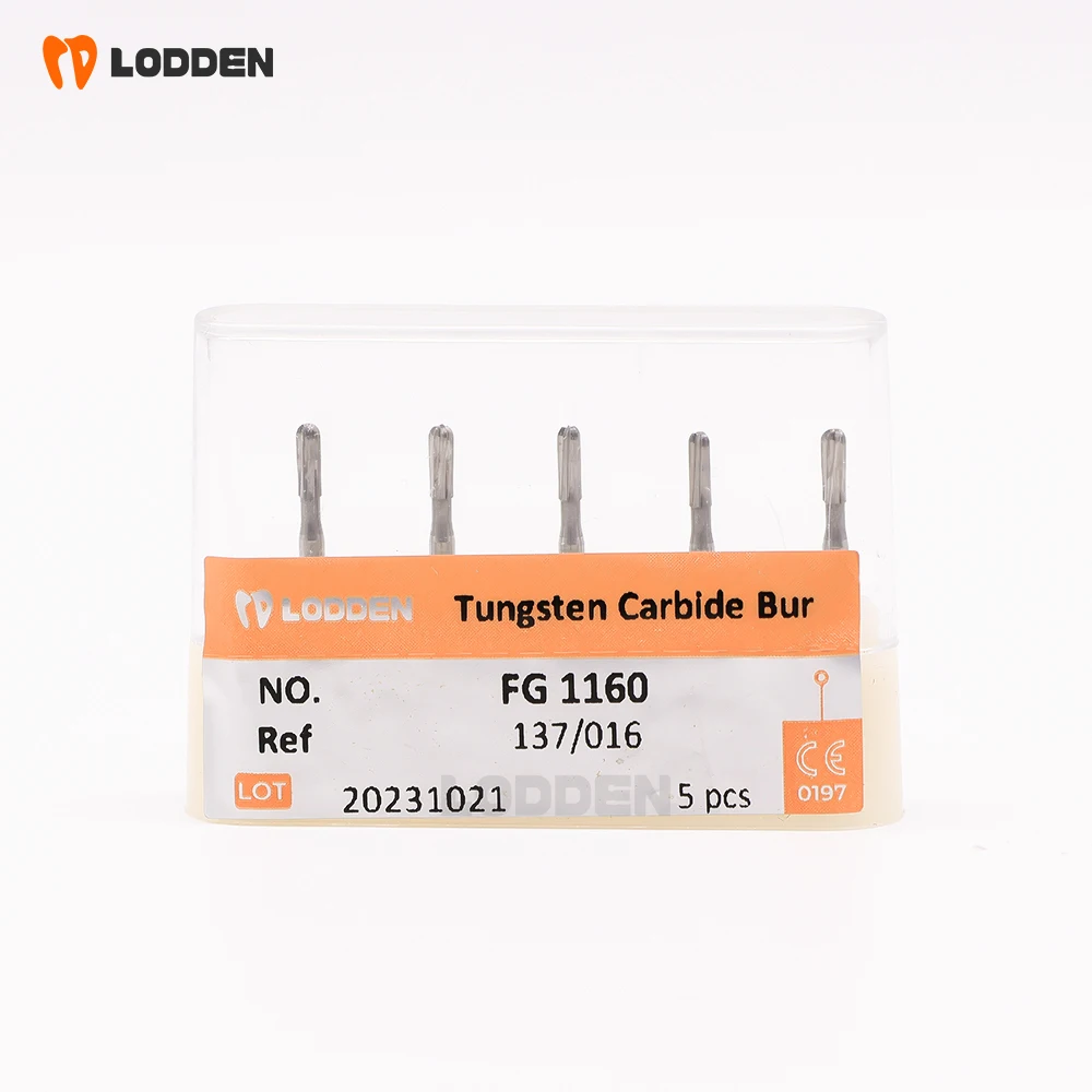 LODDEN 5pcs Tungsten Carbide Burs Removal of Composite Orthodontics Drills for 1.6mm Round Cylinder High Speed Grinding Tools