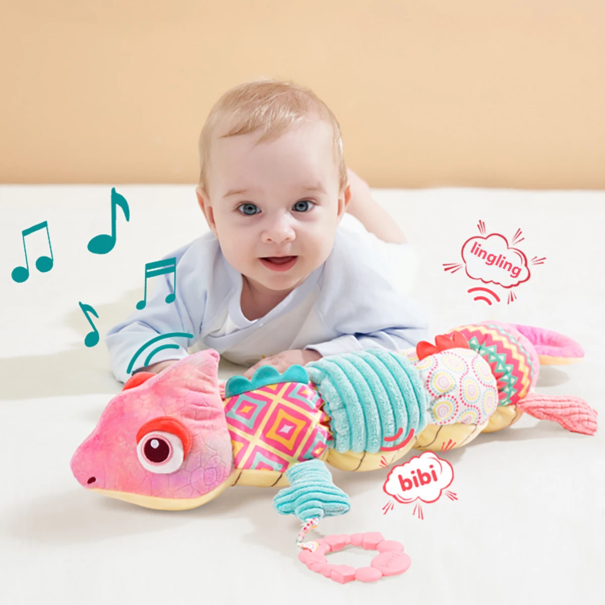 Bambola del righello dell'altezza della peluche appena nata, giocattolo musicale, campana che suona, comfort del bambino, educazione precoce e puzzle