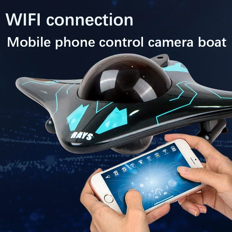 6CH RC Boat with Submersible Underwater Camera Remote Control Wifi FPV Remote Control Boats Radio Control Toy for Boys Kid Gifts