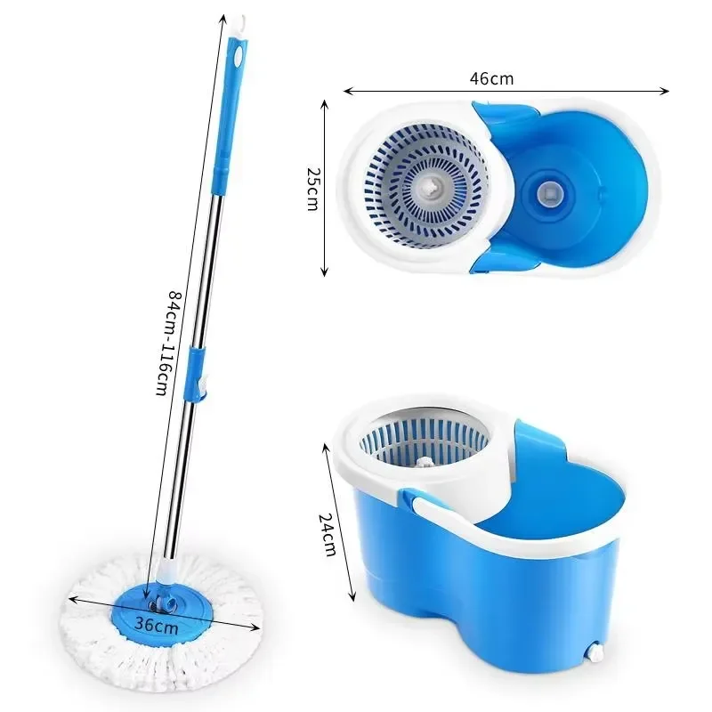 360 Degree Rotating Microfiber Mop with Plastic Bucket Easy Clean Floor Cleaning Tool Magic Spin Mop for Home Kitchen