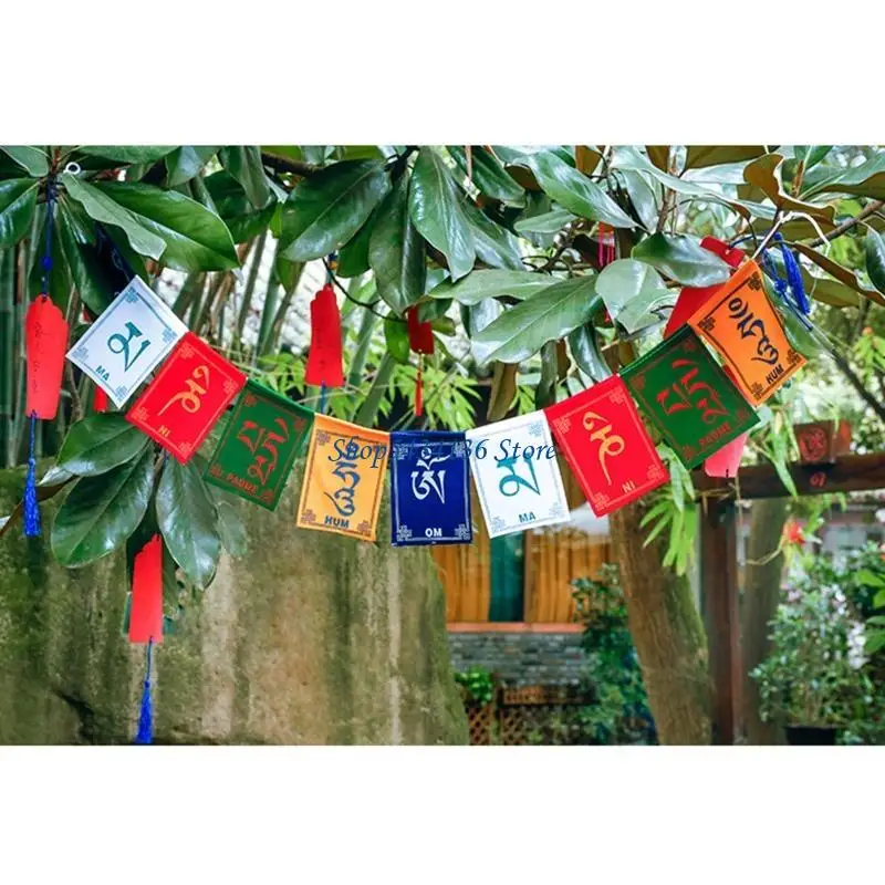 H7ED Mini Colorful Wind Horse Flag 5 Colors Traditional Buddhist Ceremony Flag