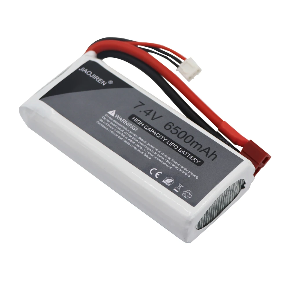 Akumulator do RC Lipo 2S 7.4V 6500mAh 10C Max 60C dla Wltoys 12428 12423 samochodów RC ulepsz części akumulatorów do zabawki zdalnie sterowane