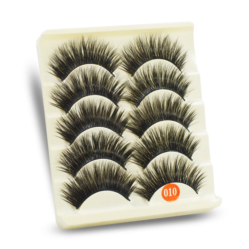 False EyeLashes 1 Box 5 Pairs Thick Black False Eyelashes Makeup Tips Natural Smoky Makeup Long Fake Eye Lashes 10