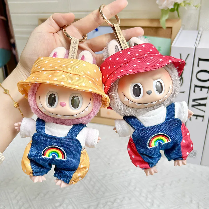 

17cm Cute Labubu Clothes Accessories For Korea Kpop Exo Labubu Idol Dolls Clothing Hoodie Doll Clothes Rainbow Bib Pants