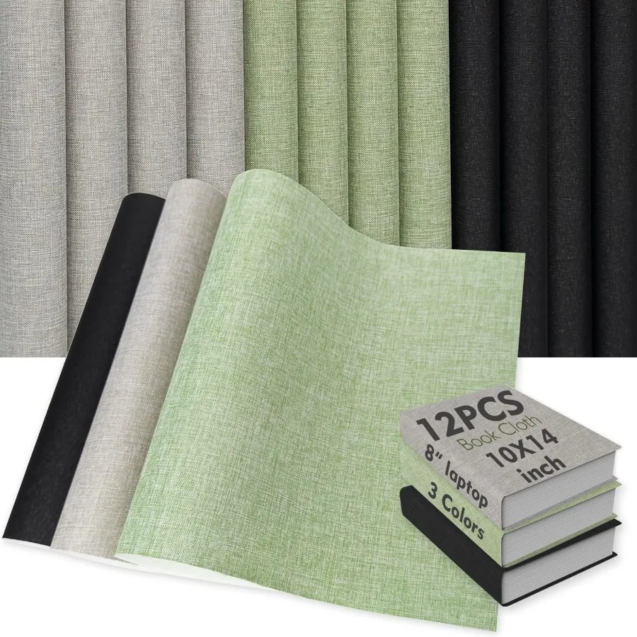 

Book Cloth 10x14 Ihes 12pcs Fabric Surface Paper Backside 3 Colors BookCloth for Book Binding Bookbinding Cloth for Adult DIY A