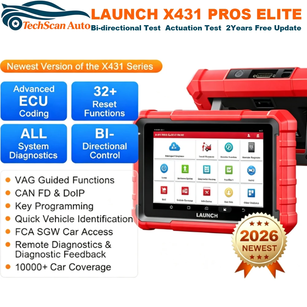Launch X431 PROS ELITE Auto Full System Car Diagnostic Tools Key Program CAN FD Online ECU Programming Coding Active Tester OBD2
