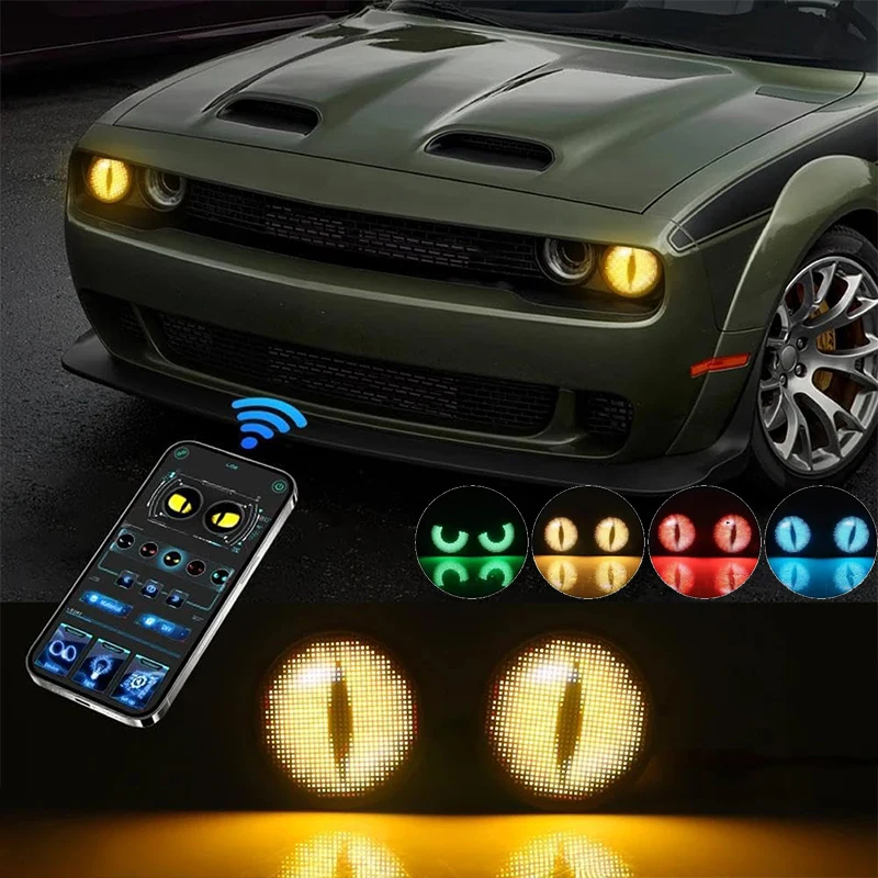 

DIY Dynamic Eye Lamps LED Devil Eyes Fog Lights App Control DIY Animation Pattern Text 3-inch Driving Lights Car Headlamps
