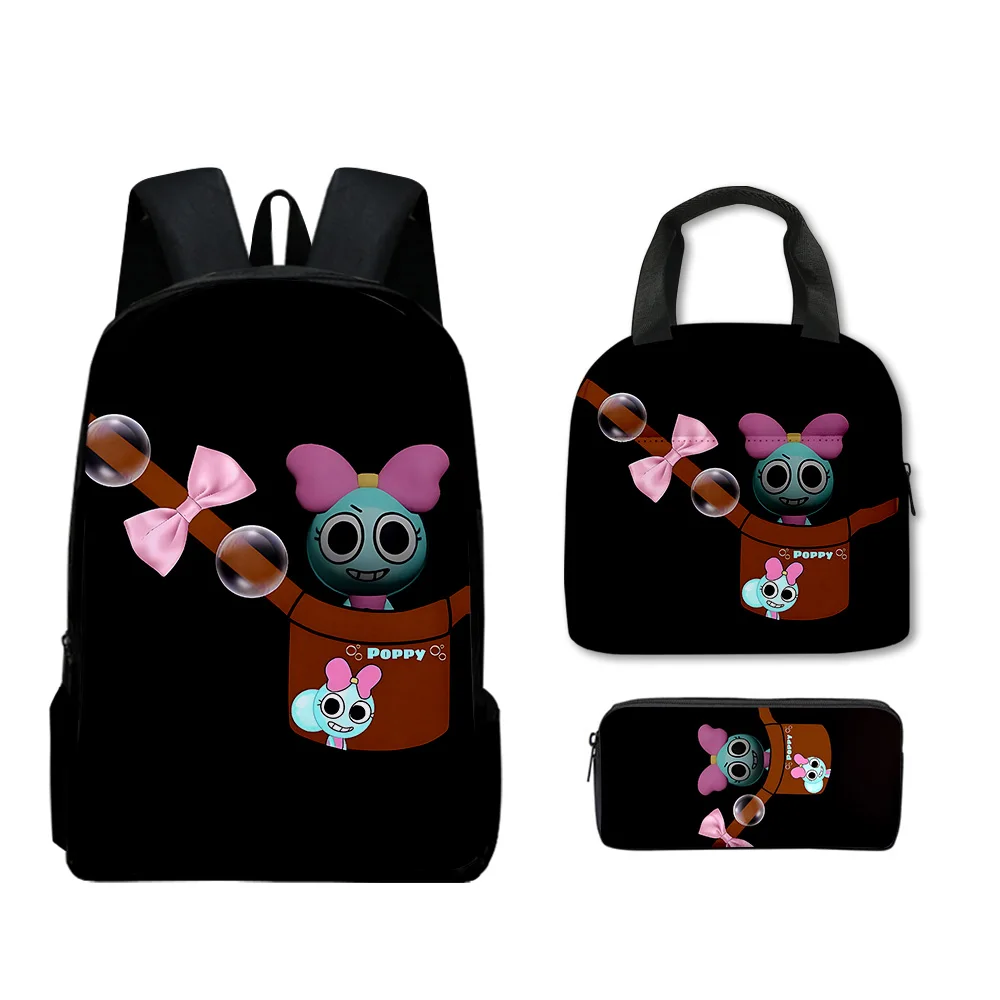 

Trendy Popular Novelty Funny Dandy's World 3D Printed 3pcs/Set pupil School Bags Laptop Daypack Backpack Lunch bag Pencil Case