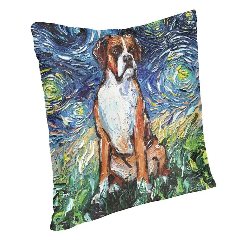 Hot Sale Starry Night Boxer Throw Pillow Cover Decoration 3D Printed Pet Dog Pop Art Cushion Covers Sofa Chair Pillowcase