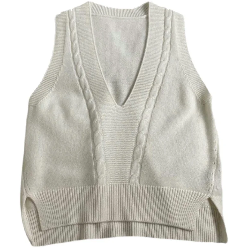 

Women's Camere Knitted V-Ne Vest Top Svel Wool Blend Faion Outerwear Regular Length All Seasons Color