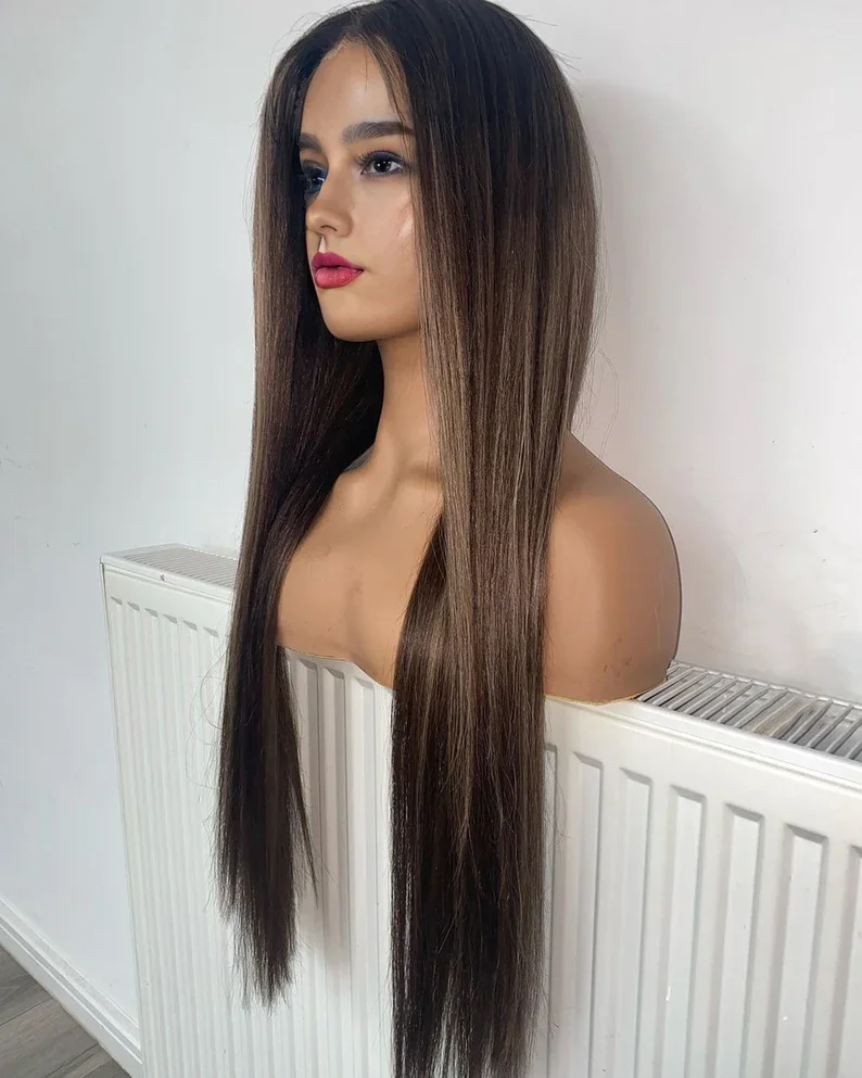 

Soft Highlight Blonde Long 5x5 Silk Base Straight Straight Jewish Human Hair Wig With Baby Hair HD Lace European Hair Preplucked