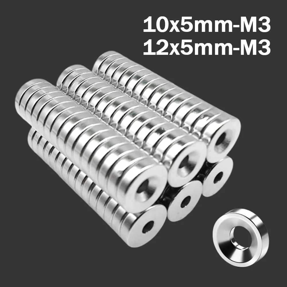 10x5-M3/12x5-M3 Circular Countersunk Hole Magnet, Suitable for DIY Photo Walls, Refrigerators, Tool Storage, Small Parts, Etc