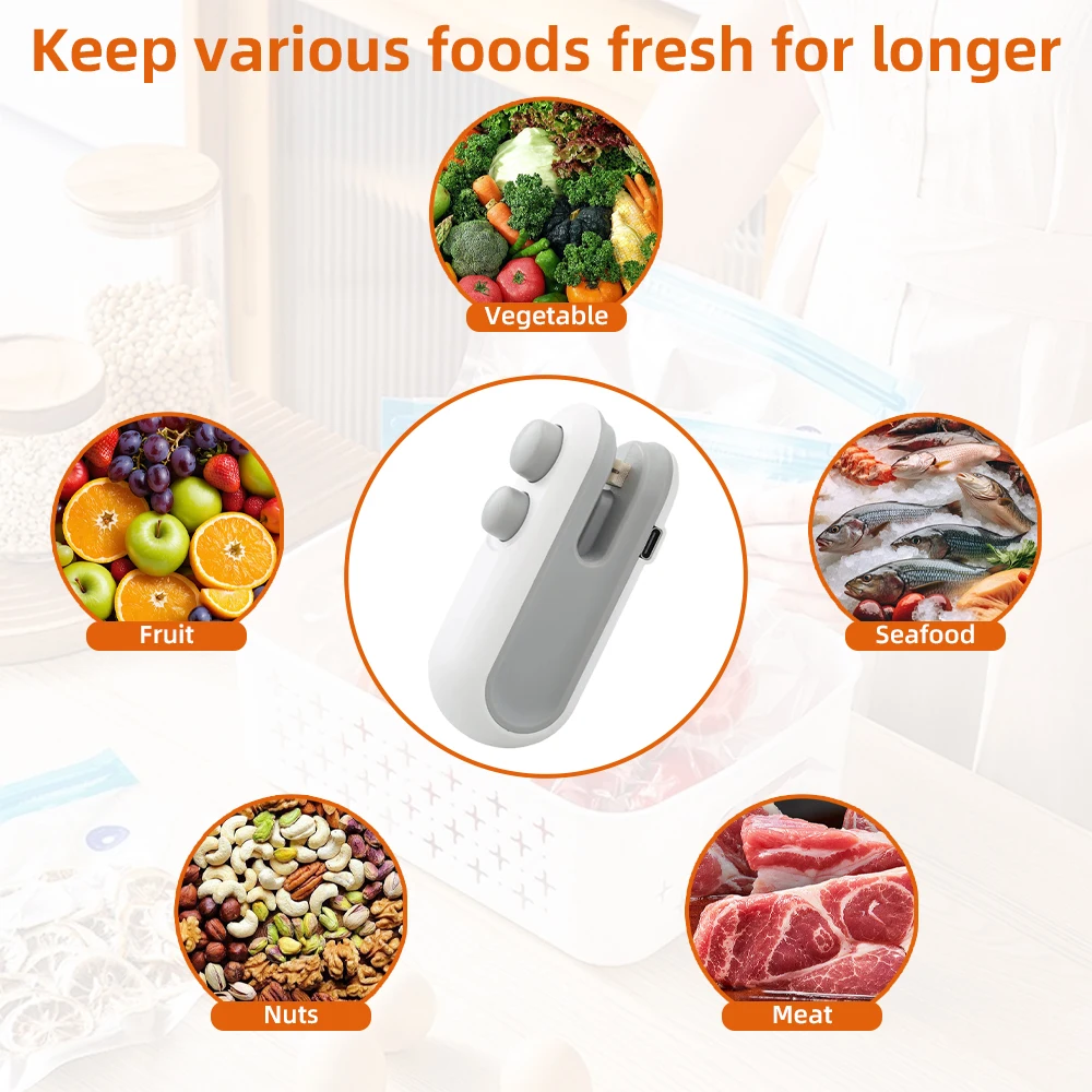 Mini Heat Bag Sealing Machine Package Sealer Bags Plastic Food Sealer Clip Bag Handheld Sealer Food Packaging Heat Sealer