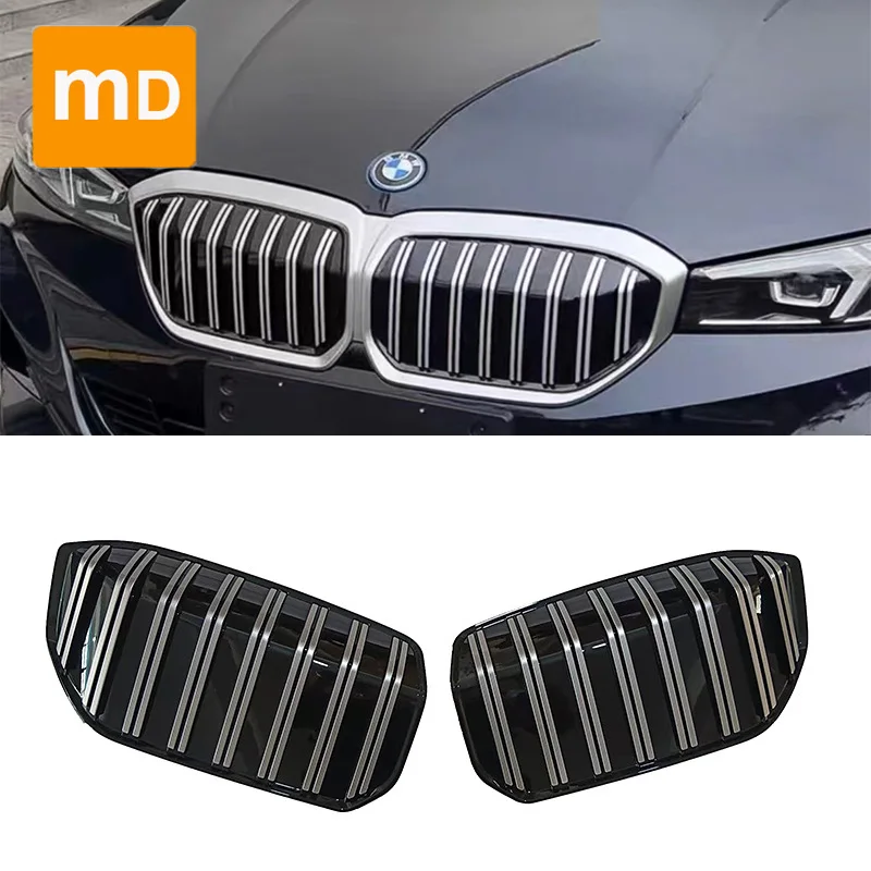 Black Radiator Grilles For BMW i3 Front Double Kidney  Hood Gloss Black Carbon Fiber ABS Plasstic Car Acces