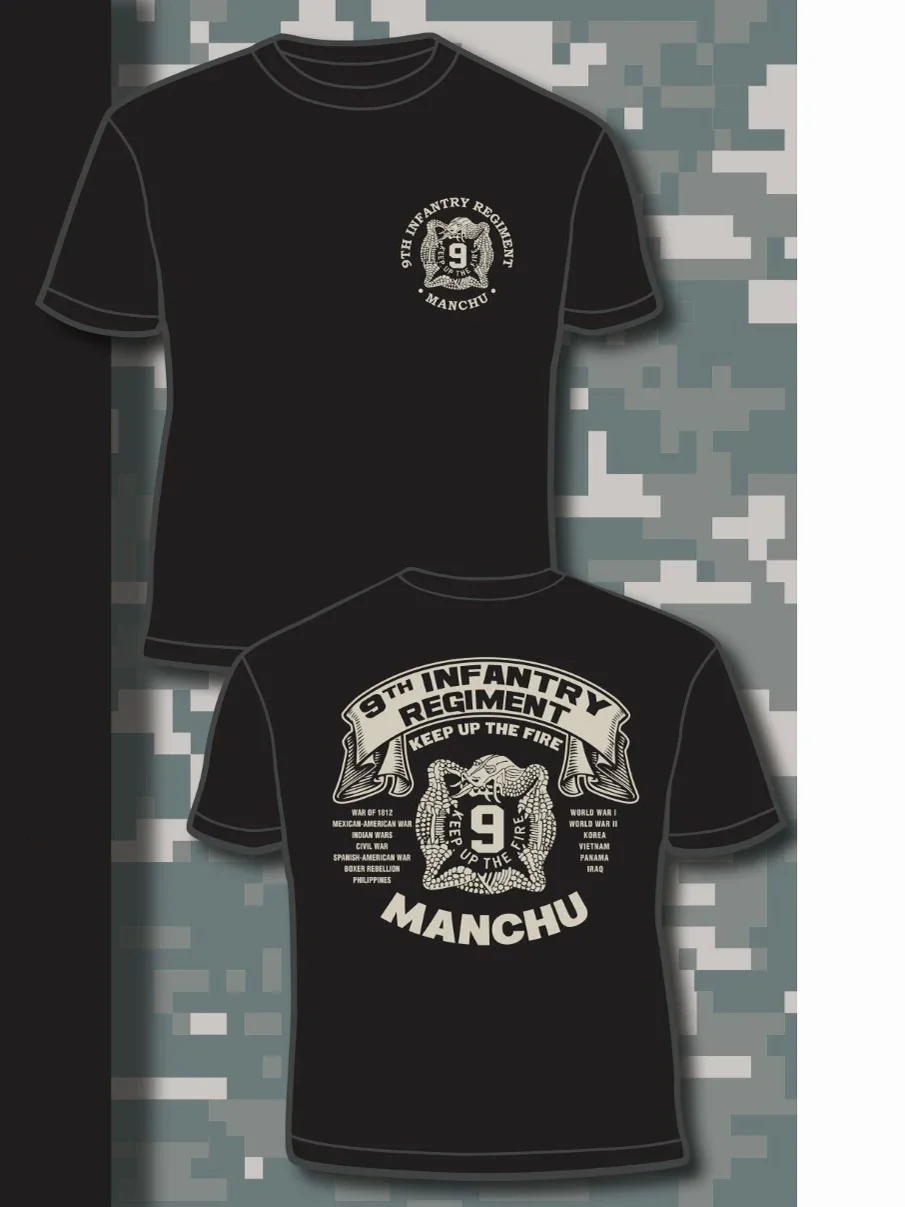 US Army 9th Infantry Regiment Manchu T-Shirt 100% Cotton O-Neck Short Sleeve Summer Casual Mens T-shirt Size S-3XL