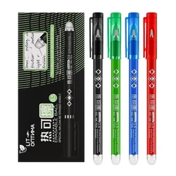 Bolígrafos de Gel borrables para estudiantes, bolígrafos creativos de 0,5mm, tinta negra, roja, azul, verde, escritura, pintura, escuela, suministros de papelería Kawaii, 4 unids/set