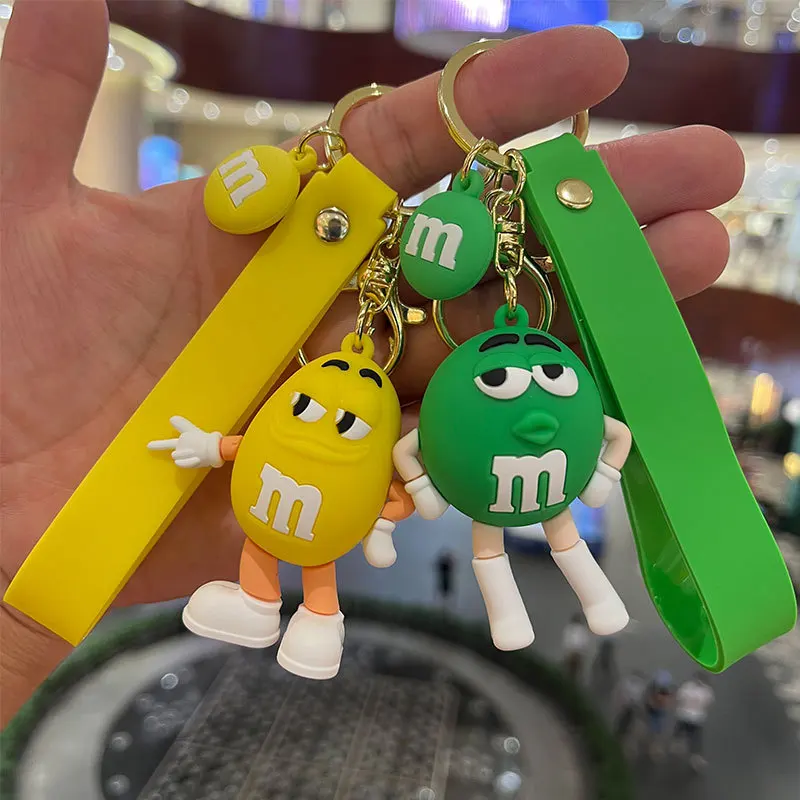 Creative Fashion Chocolate M Bean Doll Keychain Pendant Couple Keychain Cartoon Car Pendant Children'S Toy Accessories