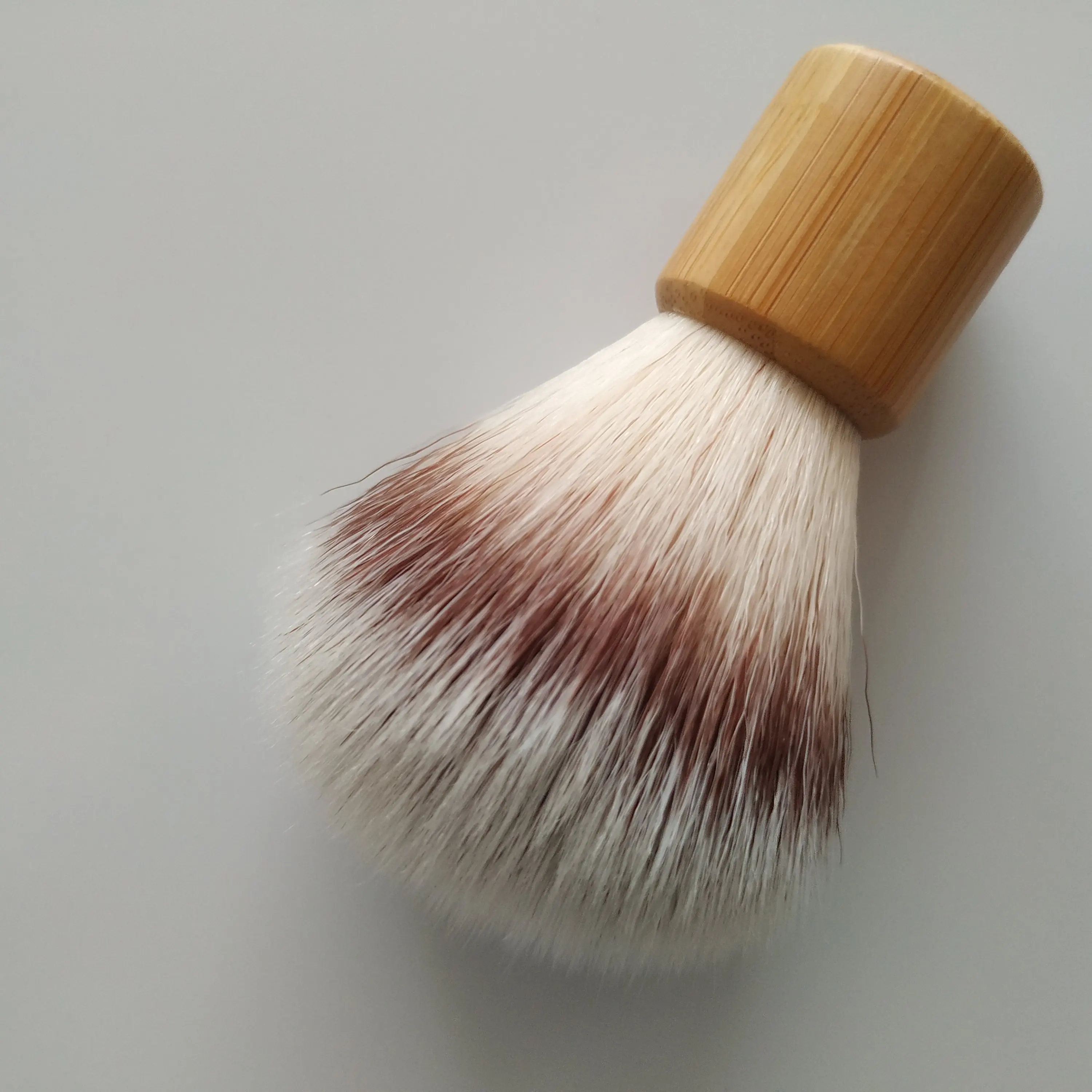 Dscosmetic-mini brocha de afeitar de pelo sintético para hombre, mango de bambú, cepillos portátiles de viaje para Barba, afeitado, herramientas de