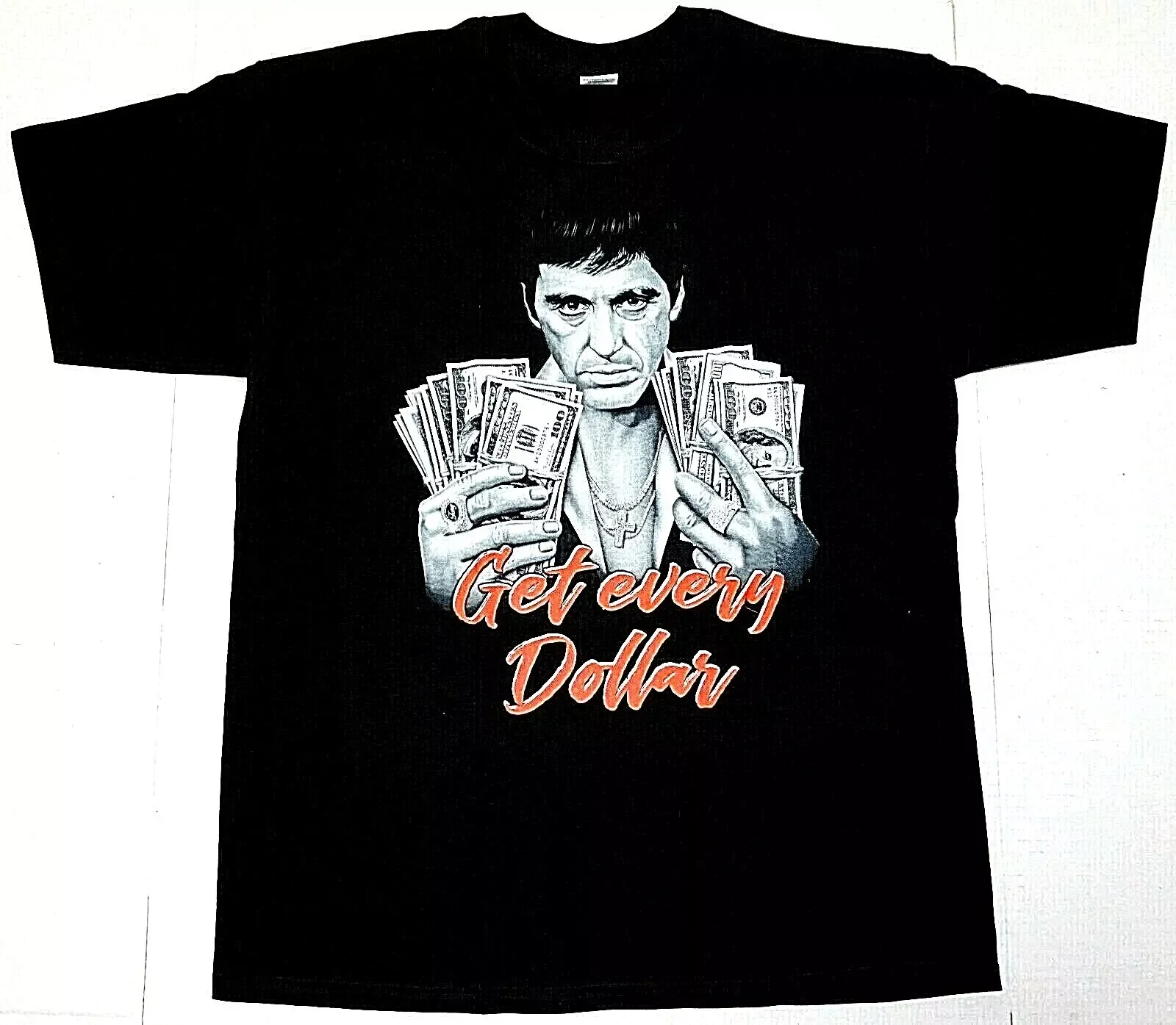 SCARFACE T-shirt Money Tony Montana Gangster Movie Tee Men's 100% Cotton New