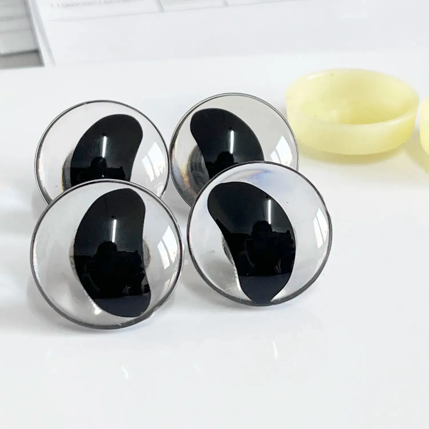 Masckaszem Neu 25mm Herzförmige Klare Schwarze Pupillen 3D Komische Runde Glitzer-Spielzeugaugen mit Hartem Unterlegscheiben für Plüschliebhaber-Puppenzubehör – Detail 20