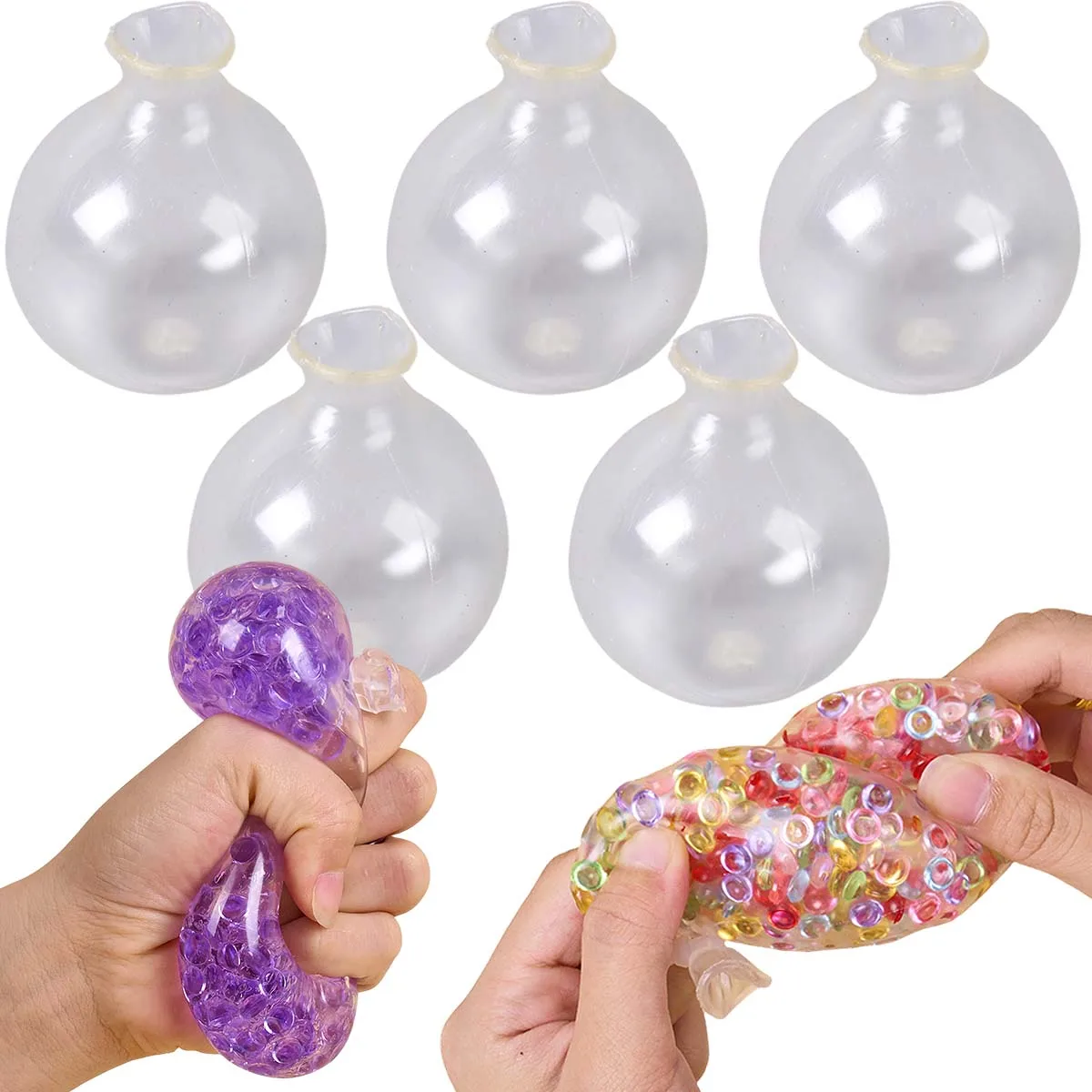 5Pcs Clear TPR Empty Ball Shell DIY Squishy Relief Squeeze Toy Crafts Making Accessory Fillable Bubble Ball Fidget Material