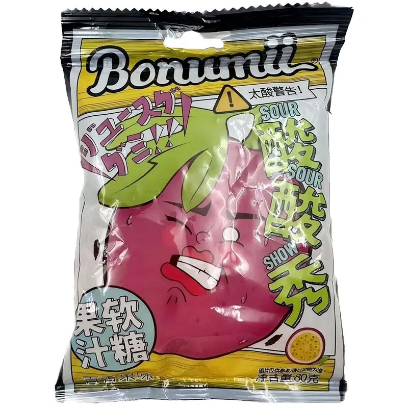 Bonumii Sour Show Juice Gummy, 2,28 oz (80 g) * 2 pakjes, Sour Sand Fruit Candy, Sour Candy, Gummy Candy