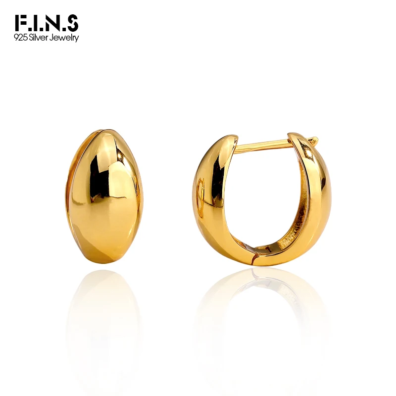 

F.I.N.S Minimalist S925 Sterling Silver Glossy Small Hoop Earrings Geometric Piercing Ear Buckles Fashion Fine Jewelry Gifts