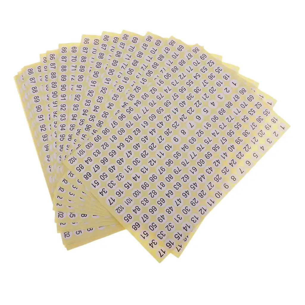 15 Sheets Round Sticky 02 Numbers Stickers, Self Small Garment Numbered Labels, for Use
