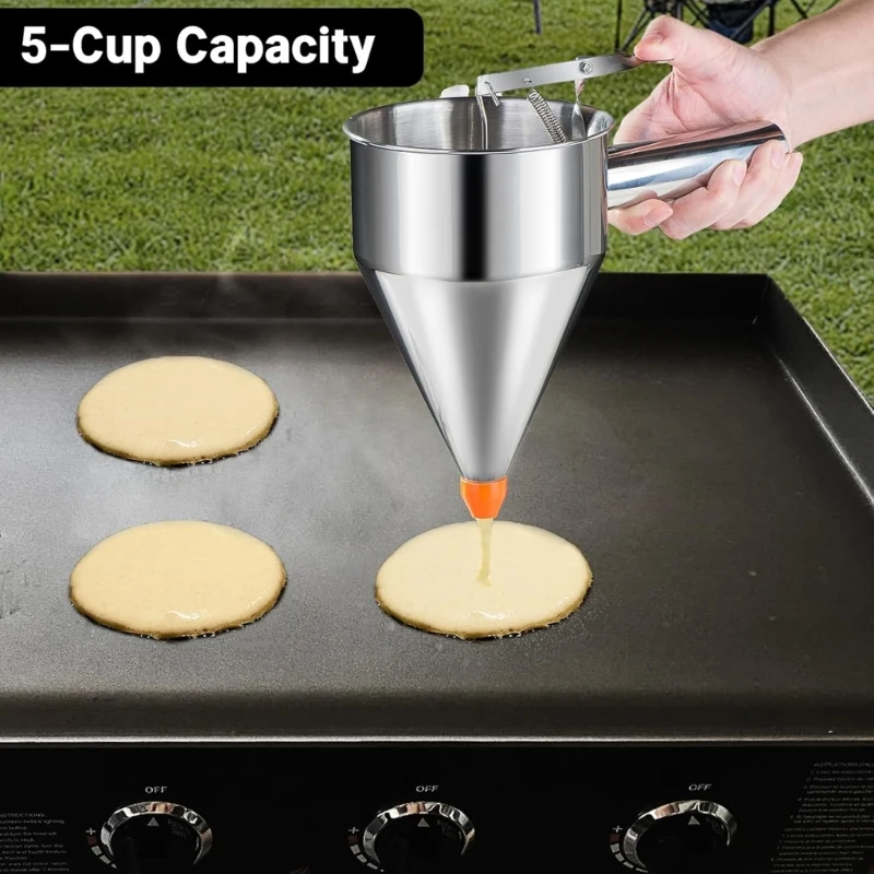 96GF Stainless Steel Batter Dispenser Baking Supplies Pastes Dispenser Baking Batter Funnel Suitable for Waffles and Cakes