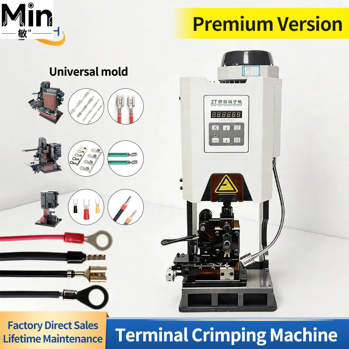 1.5T 2T 3T Automatic Wire Terminal Crimping Machine Non Insulated Terminal Tool with Single Straight Horizontal Mold