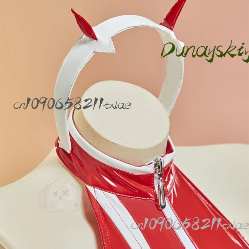 Darling In The Franxx Zero Two Red Leather Bodysuit Cosplay Costume Full Set Backless Teddies Baby Dress Porn Underwear Sexy﻿