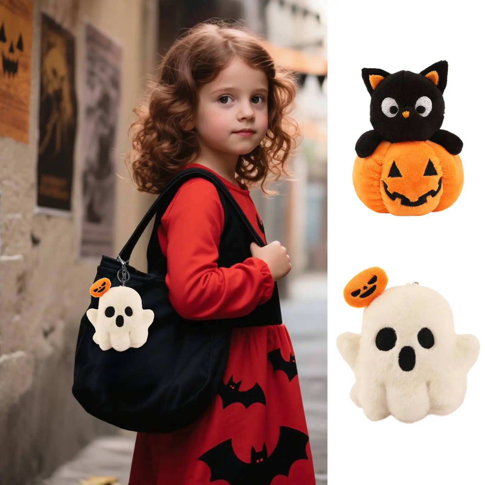 Cute Plush Keychain Small Plush Keychain Adorable Stuffed Ghost Pumpkin Character Pendant For Women Men Purse Backpack Basket