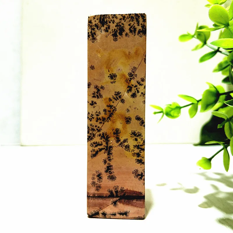 Natural Stone Landscape Painting Treelet Crystal Four Sides Tower Wand Point Spiritual Reiki Feng Shui Crystal Room Decoration