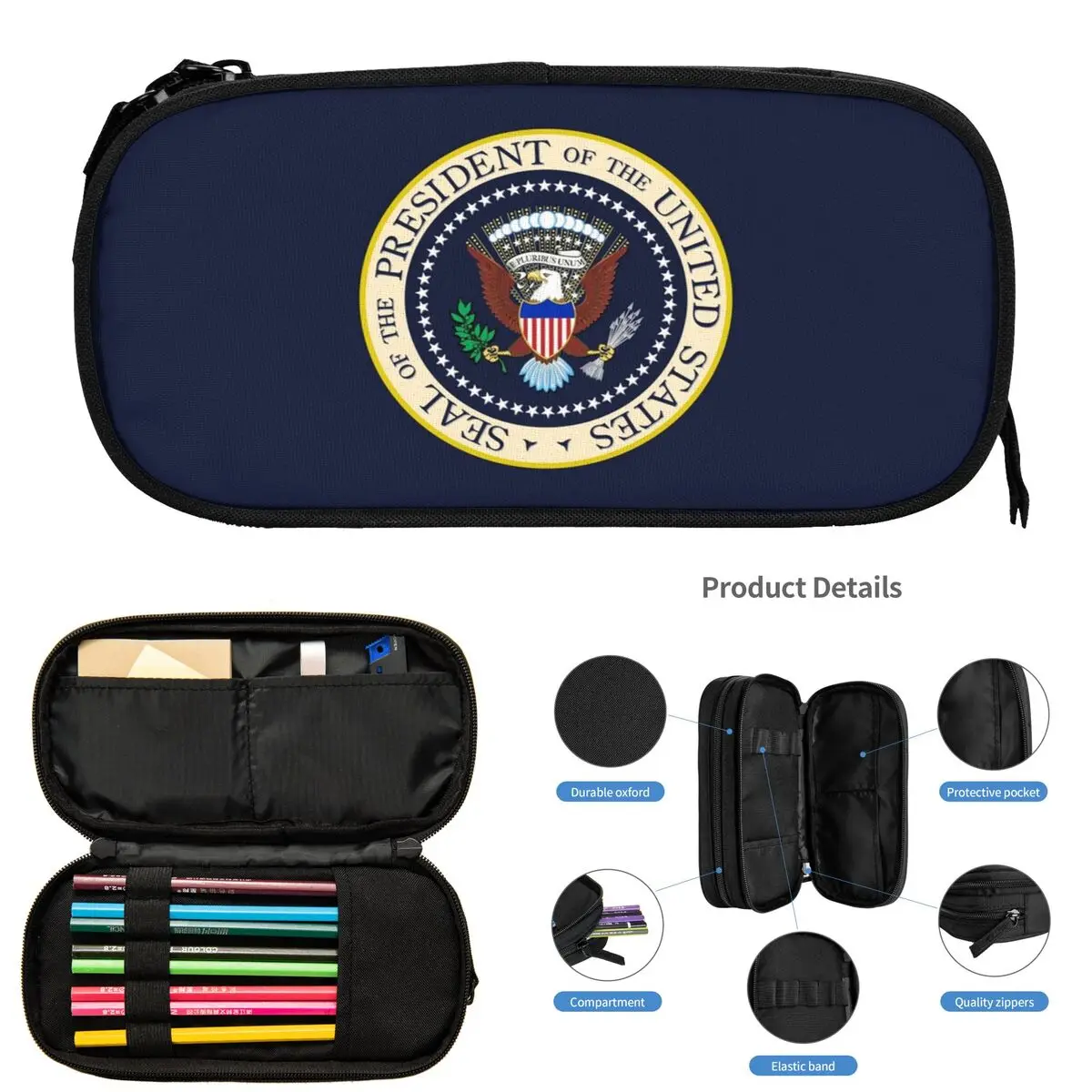 

Пеналы «Печать президента США» для студентов, школьная коробка для ручек, сумка для карандашей, держатель для ручек