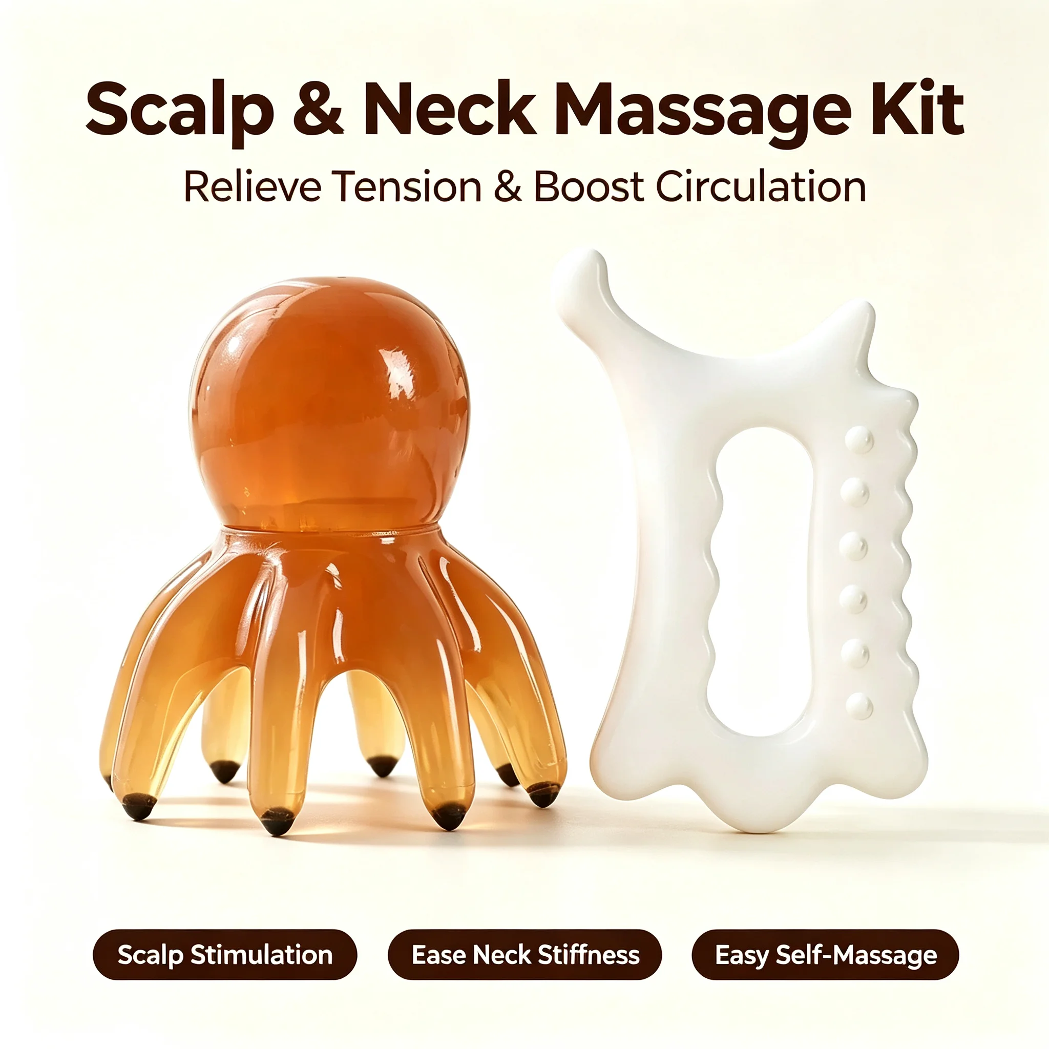 Non Ceramic Ergonomic Versatile Handheld Gua Sha Board for Face & Body Gua Sha Massage Tool, Relaxation and Beauty Massager