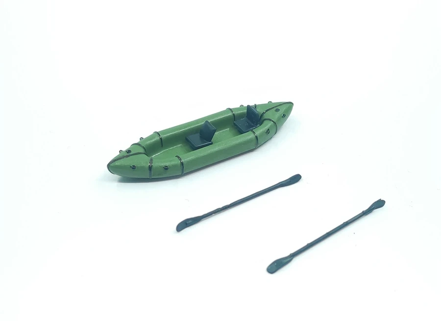 1: 64 Ship Model Manual Simulation Double Kayak Green Camper Fishing Adventure Inflatable Boat