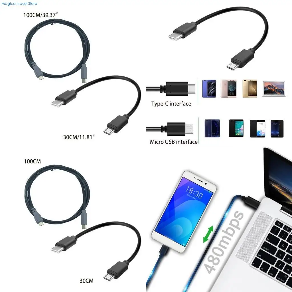 N2UB 0.3/1Meter Type C Charging Data Transfer Cable Cord for Computer Laptop
