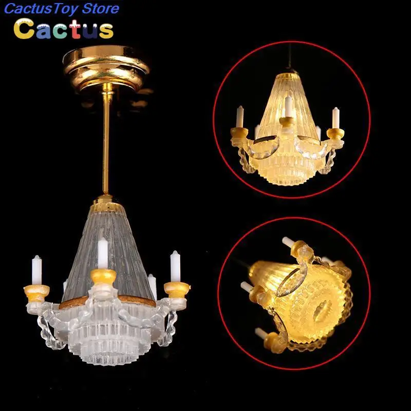 1/12 Scale Dollhouse Light Chandelier Miniature LED Wall Sconce Lamp Battery Operated With ON/OFF Switch Furniture Accessories