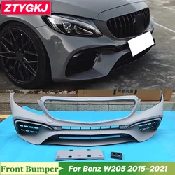 High Quality PU Material Front Bumper For Mercedes Benz W205 C200 C260 C300 Facelift C65 Style 2015-2021