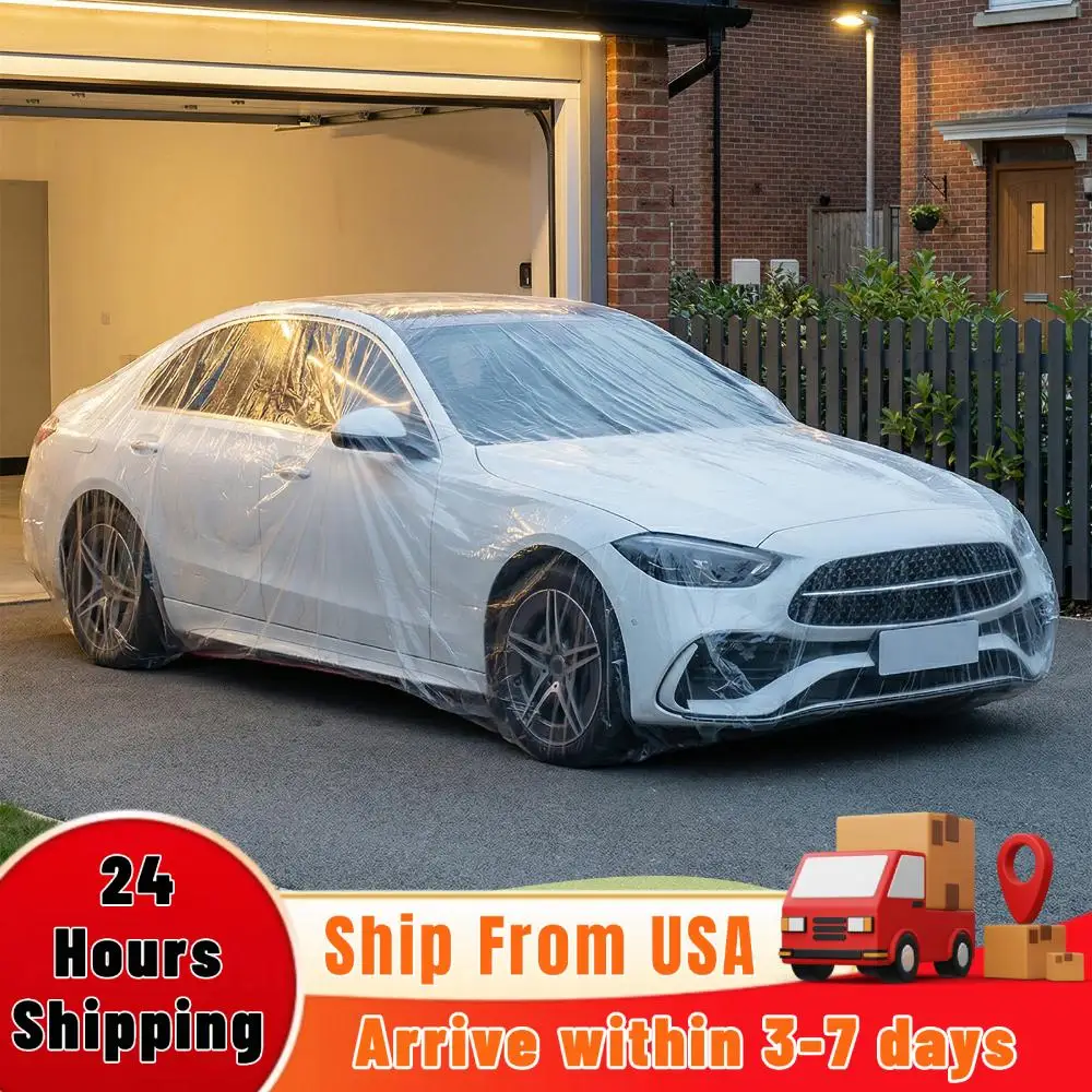 

50 упаковок одноразовых пластиковых чехлов для автомобилей от снега с эластичной лентой (12,5x21,6 футов) для внедорожников, седанов и спортивных автомобилей