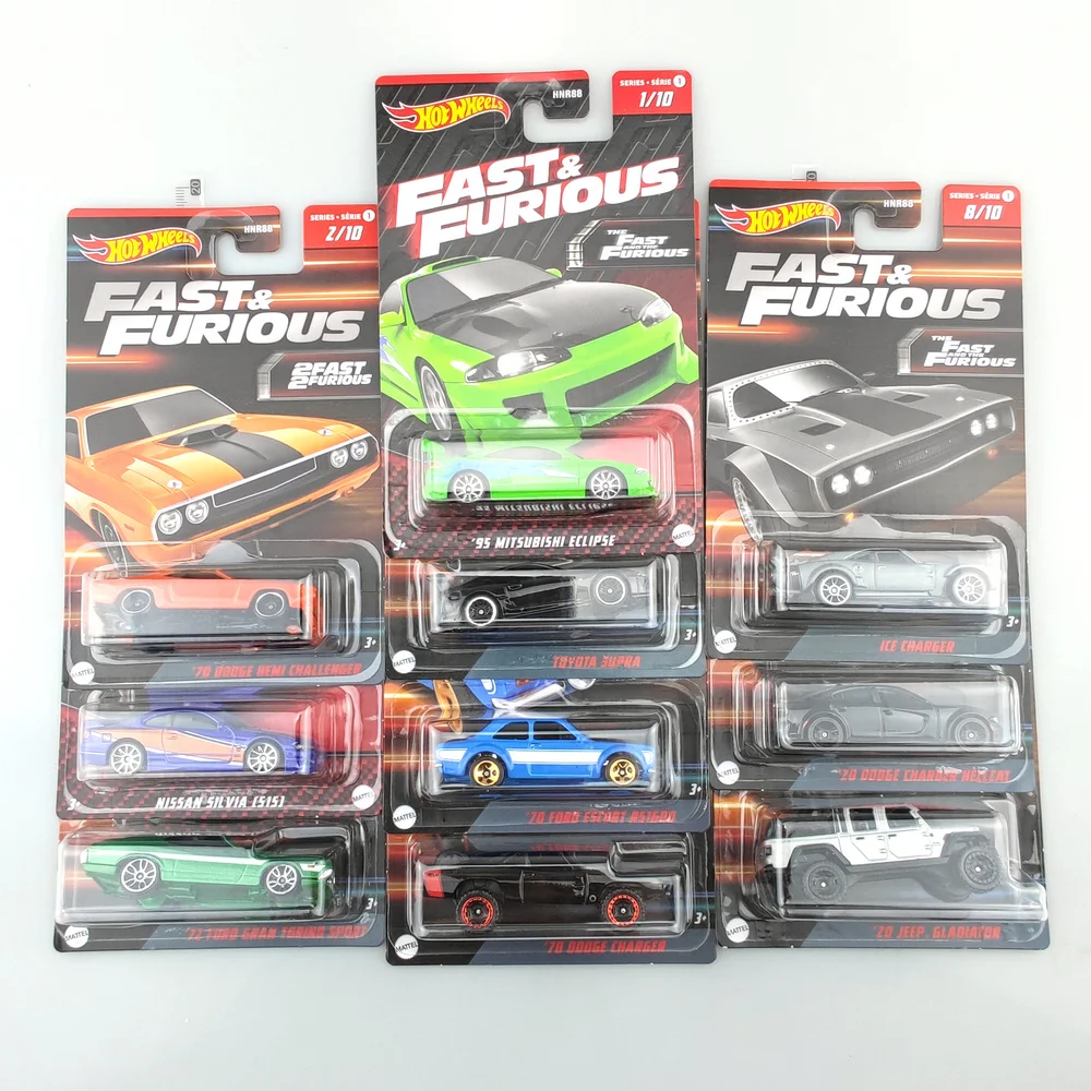 Hot Wheels Fast and Furious Cars NISSAN SILVIA S15/MITSUBISHI ECLIPSE/TOYOTA SUPRA/FORD ESCORT  1/64 Die-cast Model HNR88