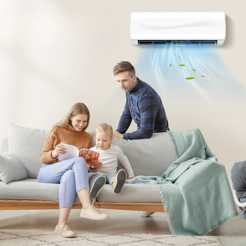 Mini Split Air Conditioner& Heater Wall-Mounted Ductless  Unit Cools Rooms Energy Efficient Inverter AC with Heat Pump