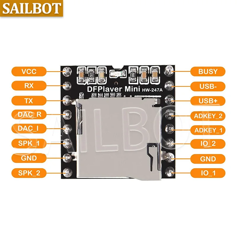 1-10PCS DFPlayer Mini MP3 Player Module V3.0 16P TF Card U Disk DF Player Audio Voice Module Board — zdjęcie produktu 4