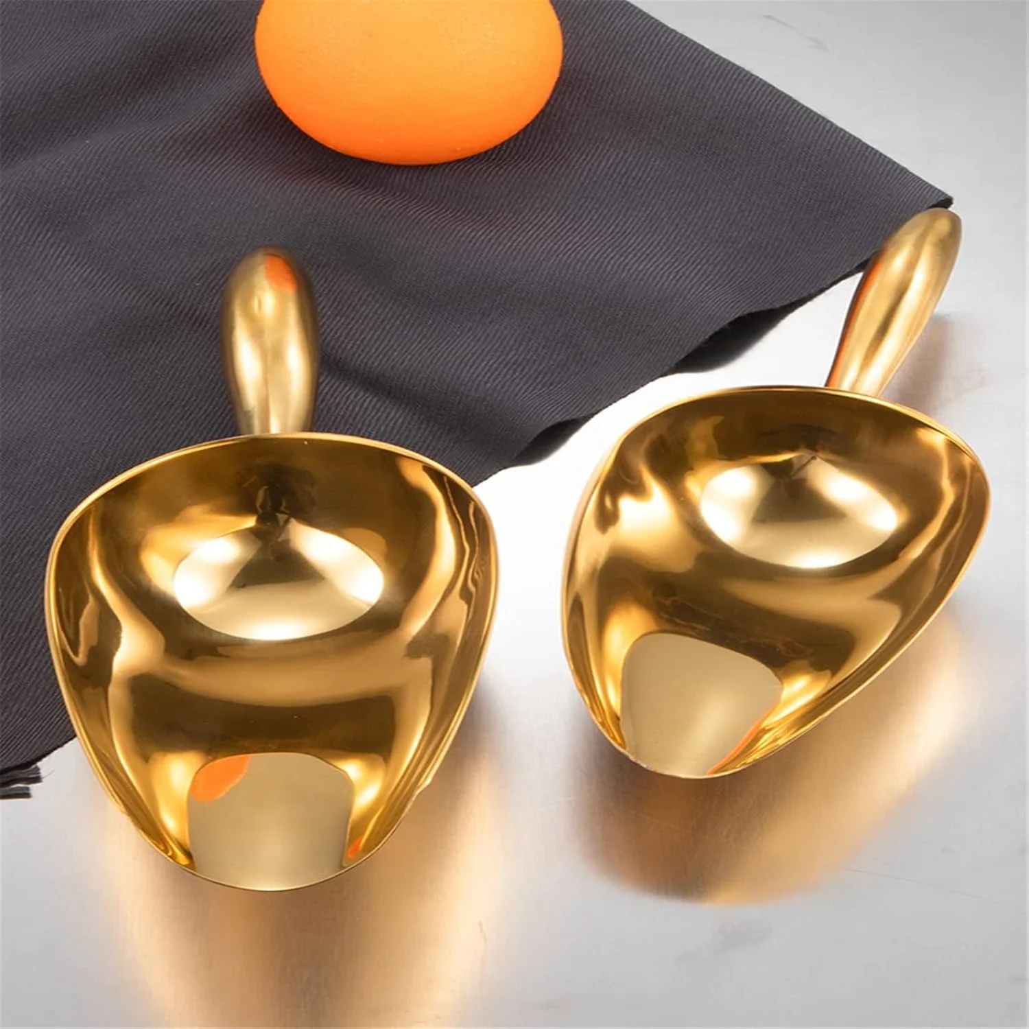 مغرفة ثلج معدنية للآلة - فريزر ستانلس ستيل، مجرفة ثلج لحفلات المطبخ وحفلات الزفاف، ذهبي، 8 أونصة