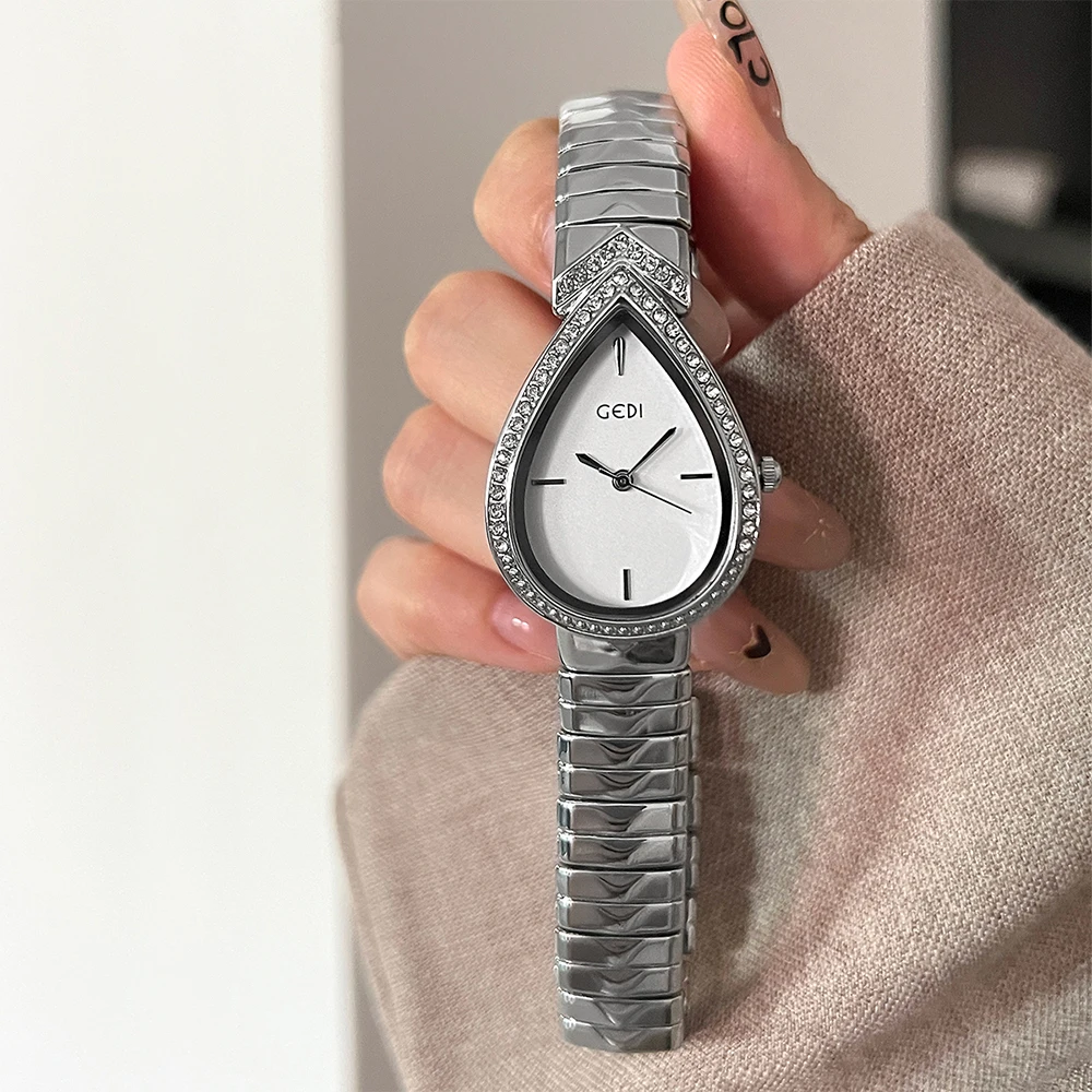 

GEDI Women's Quartz Watch Fashion Golden Silver Casual Quartz Bracelet Wristwatch Niche Elegant Waterproof Hand Clock for Women
